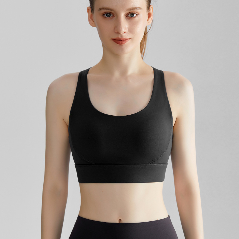 Wiman nueva ropa interior deportiva femenina taza fija a prueba de choque delgada running poliesterona malla vacía hermosa ropa interior de yoga