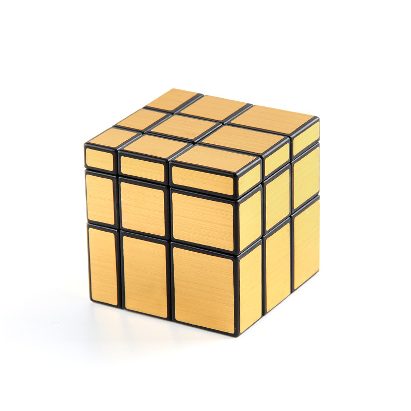 Puzzle segundo y tercer orden oro-plata espejo cubo rubico suave rotación de forma extraña cubo rubico dedos descompresión cubo rubico bolsa de juguetes