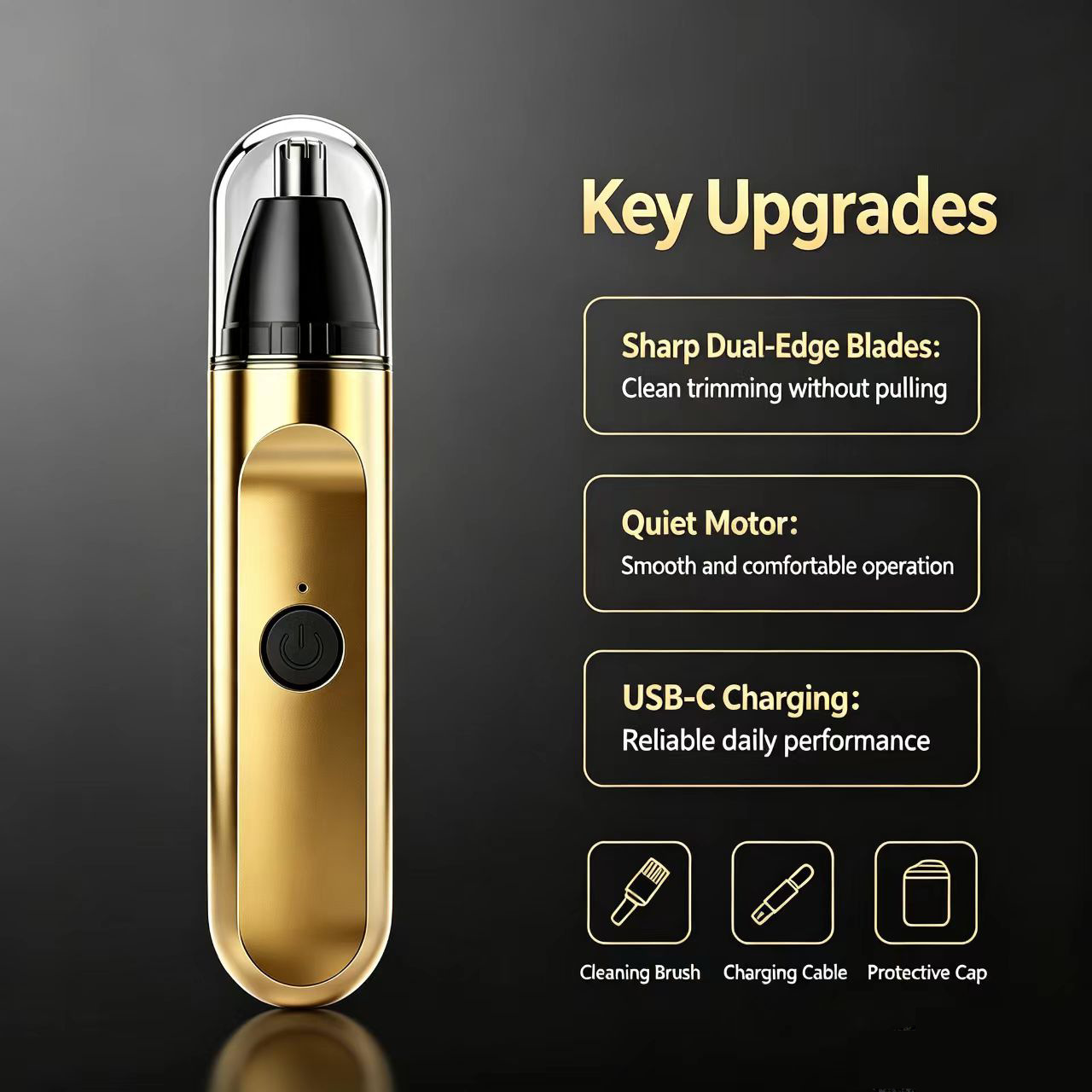 Factory direct electric nose hair trimmer for men and women, black ear and nose hair cutter