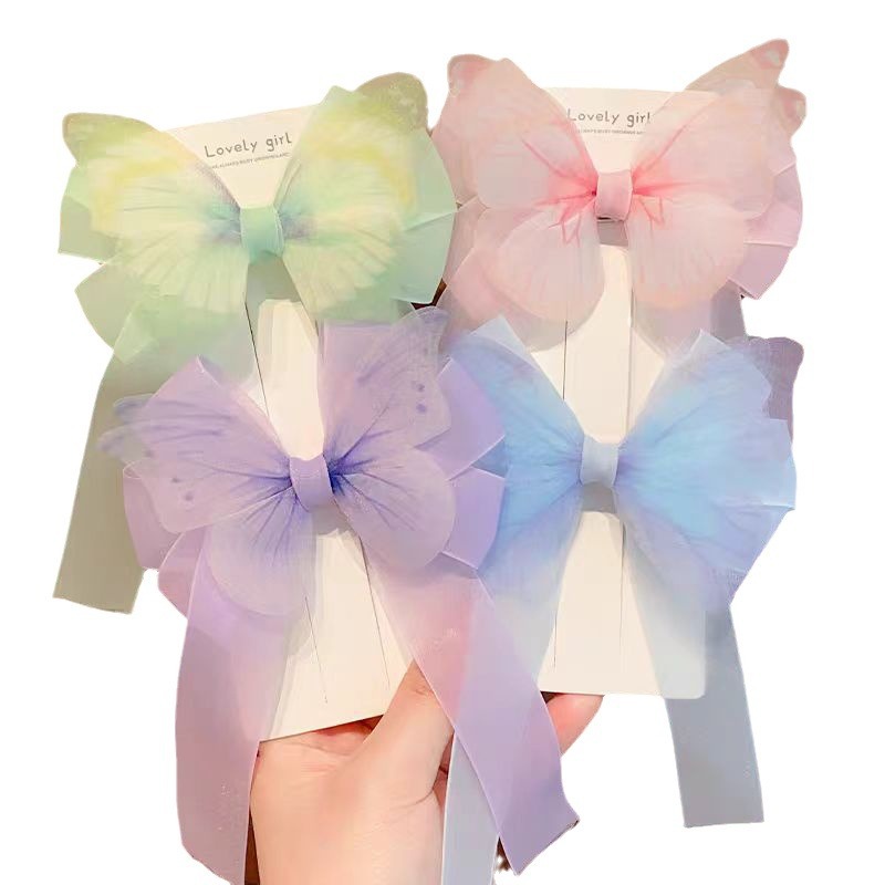Niñas de malla arco clip princesa niños pequeño tamaño horquilla tocado Corea del Sur accesorios para el cabello lindo bebé horquilla rota