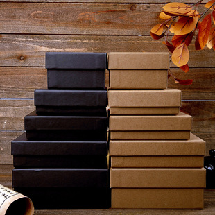 in stock wholesale cardboard box kraft paper gift packaging box oversized heaven and earth cover paper box black card gift box