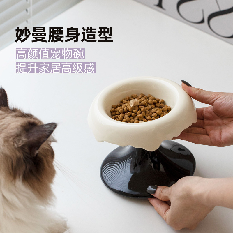 Cerámica creativa de patas altas para mascotas para perros y gatos cuello para gatos cuenca de alimentación granos para beber agua cuenca de artículos para mascotas cuenca