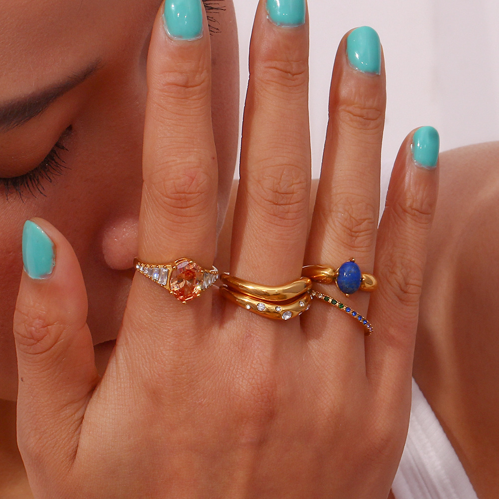 10g Weight Rings Classification 6, 7, 8 Ring Size 1 Piece Quantity Daily Occasion 304 Stainless Steel Material Geometric, Oval Pattern Women's Gender Elegant Style Wholesale Jewelry Elegant Geometric Oval 304 Stainless Steel Rings 10