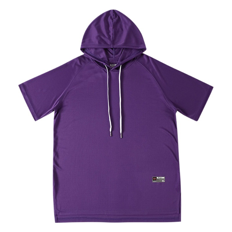 Camiseta con capucha de los hombres de manga corta color sólido Deportes de verano moda Ins con capucha hip hop media manga camiseta de moda Marca Ropa de hombre