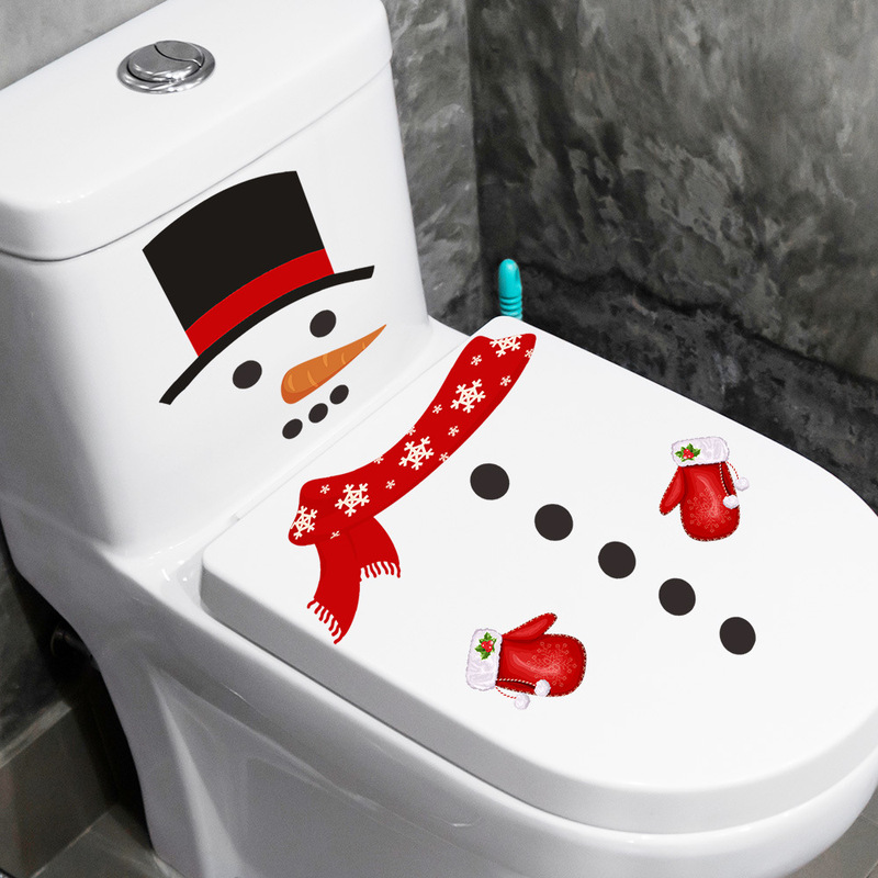 尚易SPZ-S0388クリスマス雪だるま便器装飾自己粘着壁貼りPVC浴室クロスボーダー直採便器貼り|undefined
