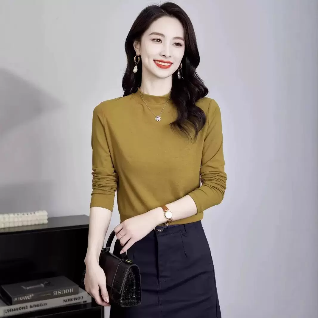 2025秋冬新款长袖上衣女T恤打底休闲宽松舒适ins潮流气质百搭体恤