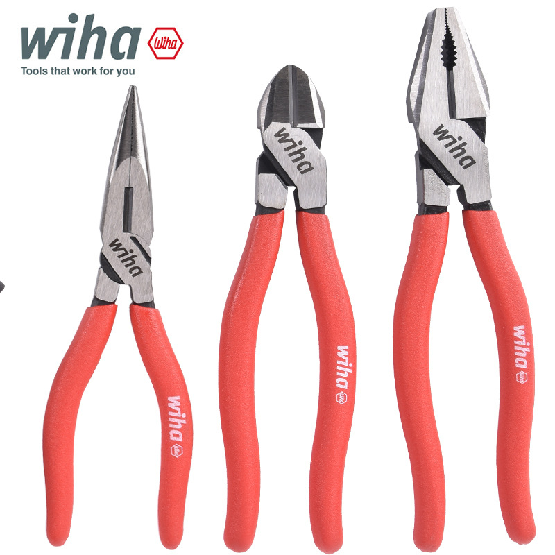 德国wiha威汉经典型钳子工具进口工业级钢丝钳斜口钳尖嘴钳省力型