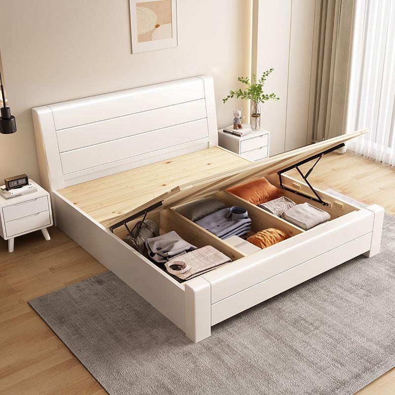 Blanca madera maciza cama de madera 1.8 cama doble cama simple de alquiler económico moderno almacenamiento doméstico de 1,2 m