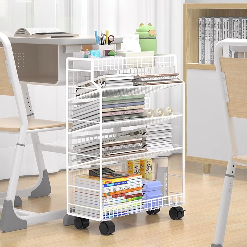 Estante de almacenamiento de estantería móvil estante de almacenamiento de libros de piso escritorio simple pequeña estantería debajo de la Mesa de almacenamiento de la carretilla del gabinete