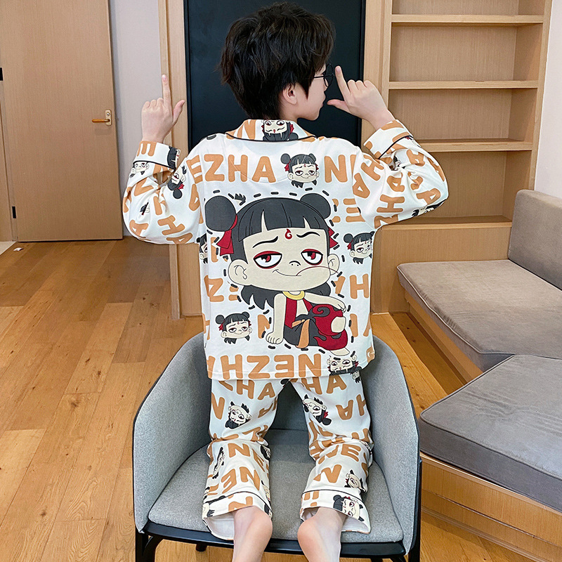 Nuevos pijamas infantiles primavera y otoño niños algodón de manga larga delgada para niños mayores adolescentes niños ropa de hogar al por mayor