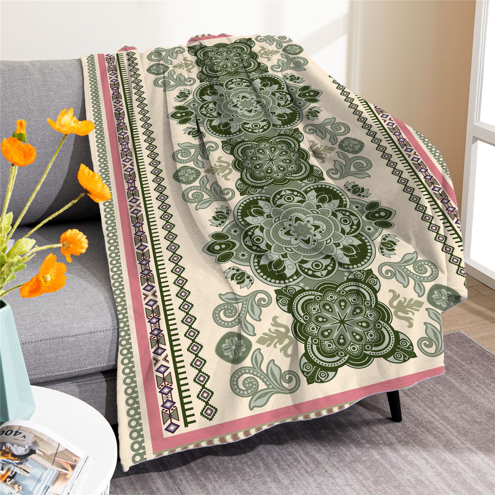 跨境外貿boho歐式復古波斯民族風法蘭絨毛毯沙發蓋毯膝蓋毯披肩毯