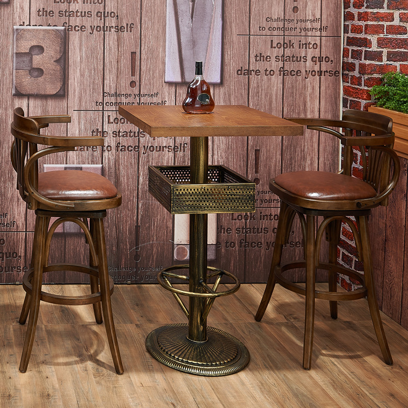 Retro solid wood rotate The bar chair household Café bar Armchair music Restaurant Stool wholesale
