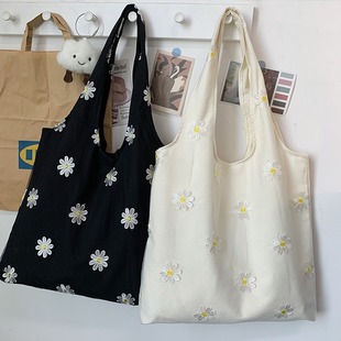 Embroidered canvas bag mesh shopping bag summer literature and art students travel class street photo hand bag a generation of hair