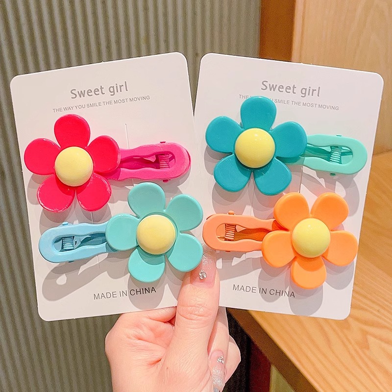 Hermosas flores para el cabello para niños coloridos dulces pinzas de cabello laterales pinzas de frangeas niñas pinzas de cabello trituradas adornamientos para el cabello
