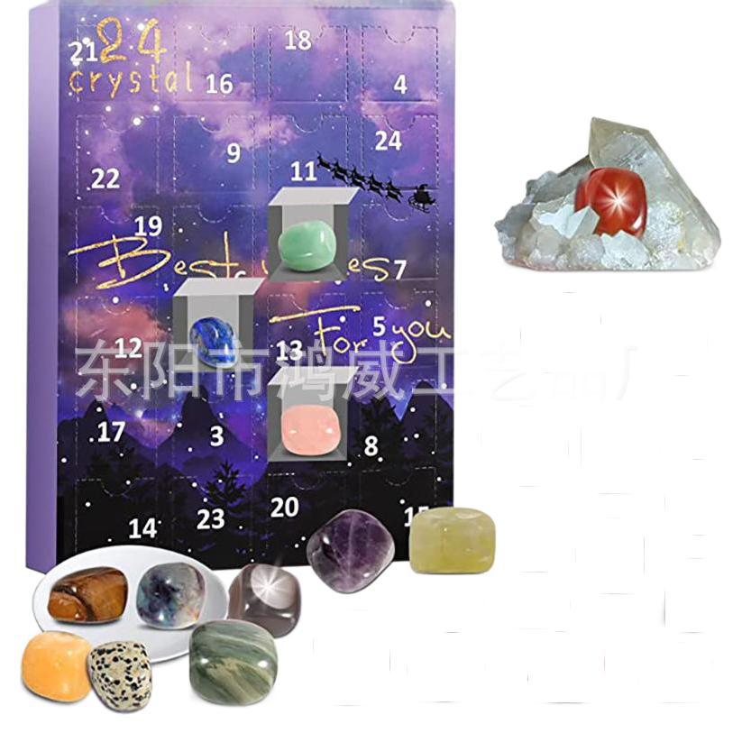 Calendario de Adviento de Piedras Naturales de Piedra para Navidad