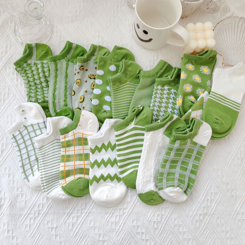 Creative Acura Green Socks Women's Boat Socks Summer Thin ins Trendy Pure Cotton Shallow Mouth Korean Cute Japanese Socks Creative Acura Green Socks Women's Boat Socks Summer Thin ins Trendy Pure Cotton Shallow Mouth Korean Cute Japanese Socks