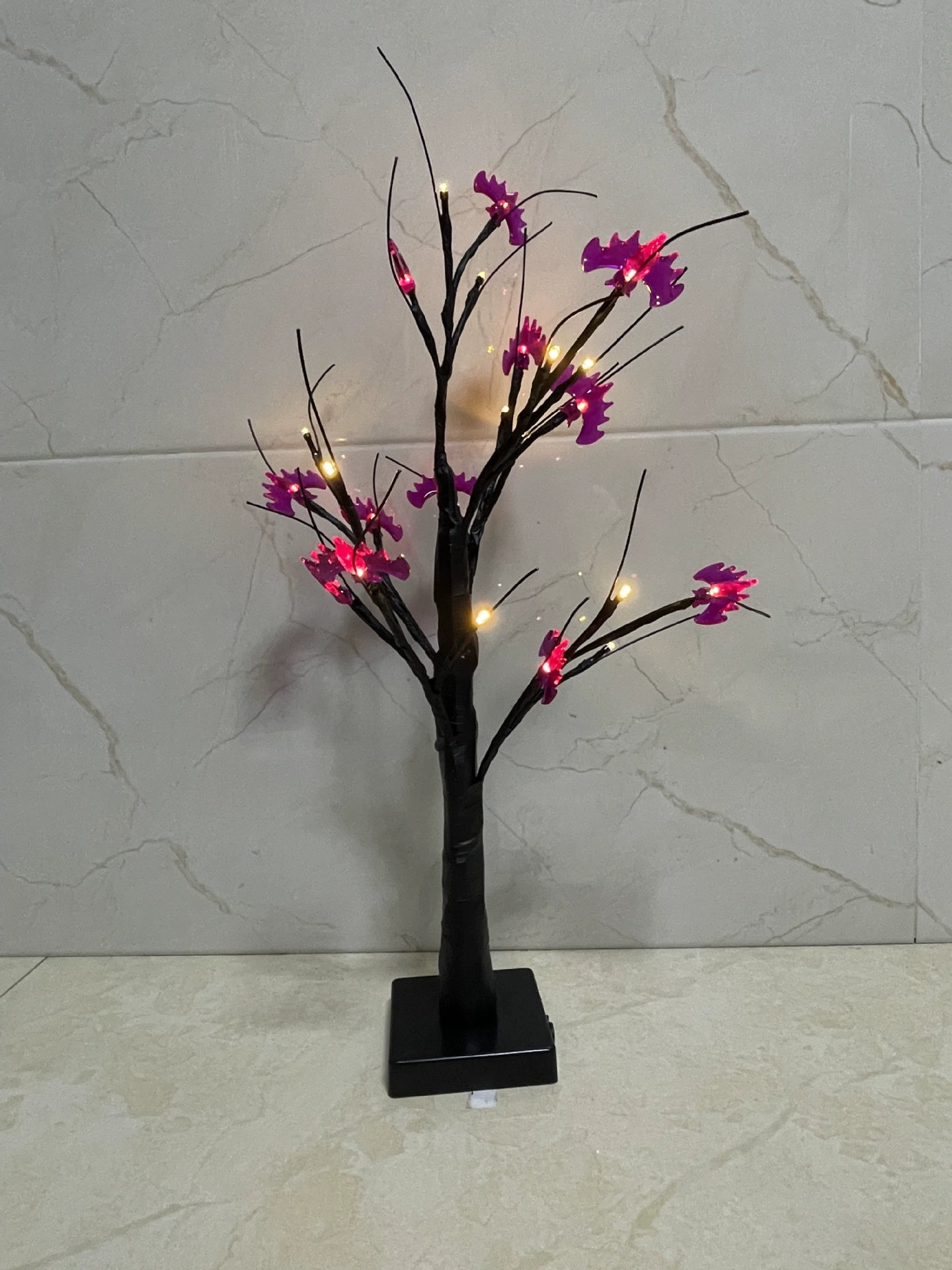 Amazon LED room outdoor decoration simulation tree lamp pumpkin gourd ghost white birch birch bat