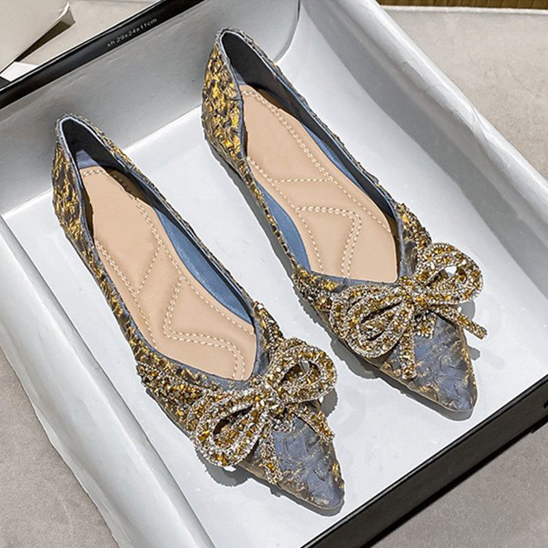 Fashionable elegant solid color Mary Jane shoes with rhinestones…