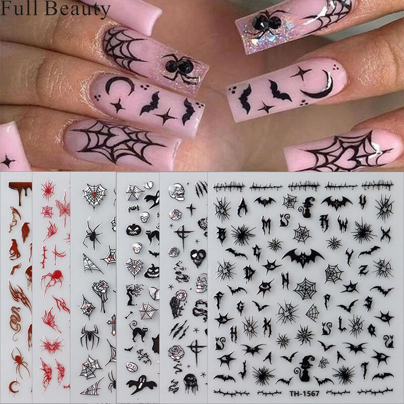FULL BEAUTY Cross-border New Nail Art Stickers Halloween Dark Wind Spider Ghost Bat Nail Art Stickers FULL BEAUTY Cross-border New Nail Art Stickers Halloween Dark Wind Spider Ghost Bat Nail Art Stickers