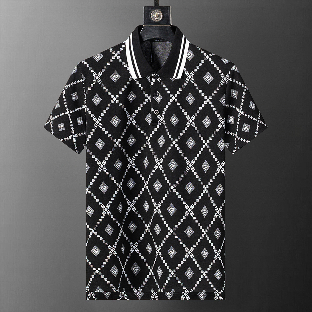 Cross-border versión correcta 26 nuevo polo para hombres color sólido negocios Jacquard casual con solapa de punto manga corta 1