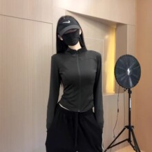 黑色防晒衣女夏季2025新款修身立领冰丝透气防紫外线运动薄款外套