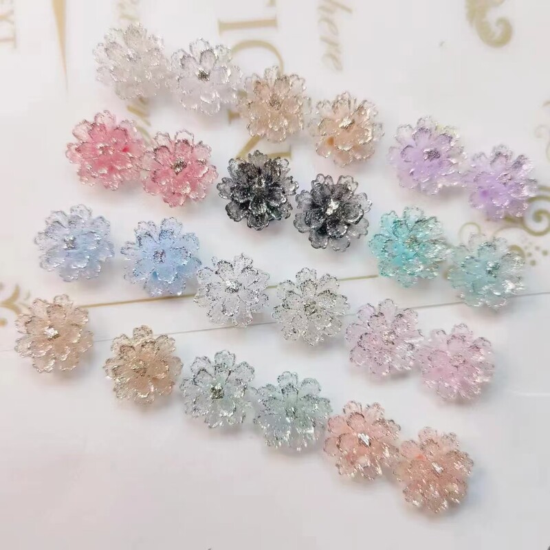 Silver Edge Fine Glitter Daisy Flower Nail Art Jewelry Stereo Starry Sky Glitter Resin DIY Accessories New Multi-Layer Flower Accessories