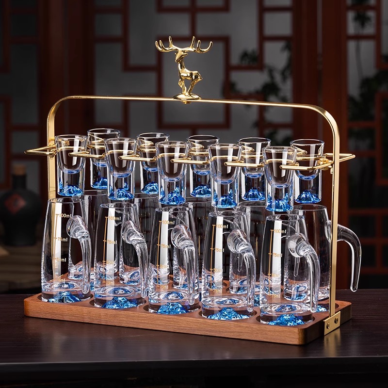 轻奢蓝山白酒杯分酒器家用高档小酒盅创意酒具烈酒杯子弹杯套装