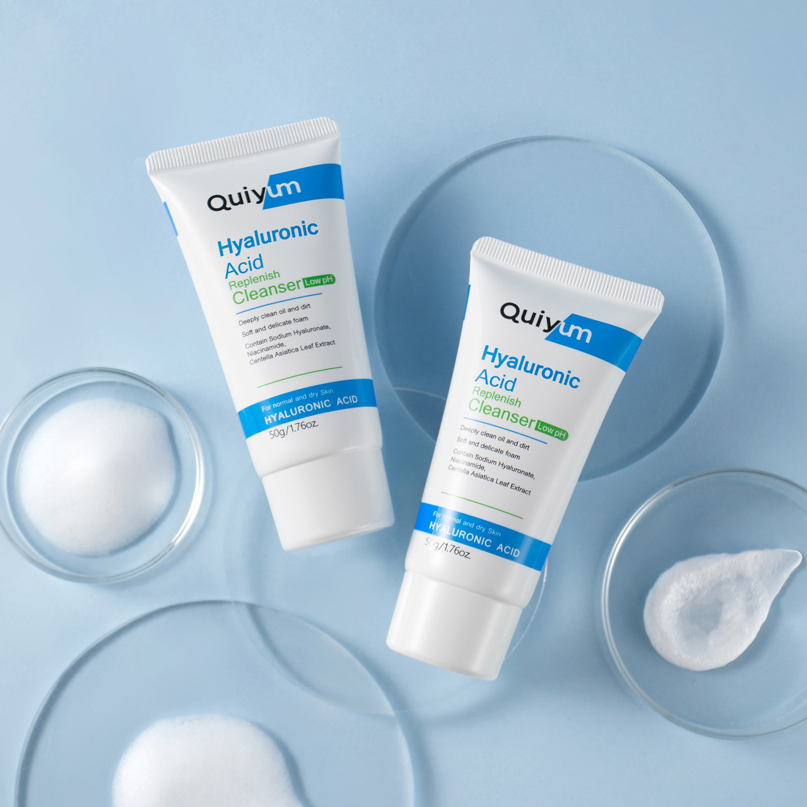 Cross-border QUIYUM Hyaluronic acid Facial Cleanser 50g hydrating and moisturizing facial Cleanser skin care product manufacturer in stock wholesale undefined