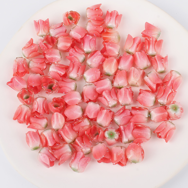 Acrílico Termocontraíble tulipán flor DIY accesorios de la joyería pendientes horquilla accesorios para el cabello colgante materiales hechos a mano al por mayor