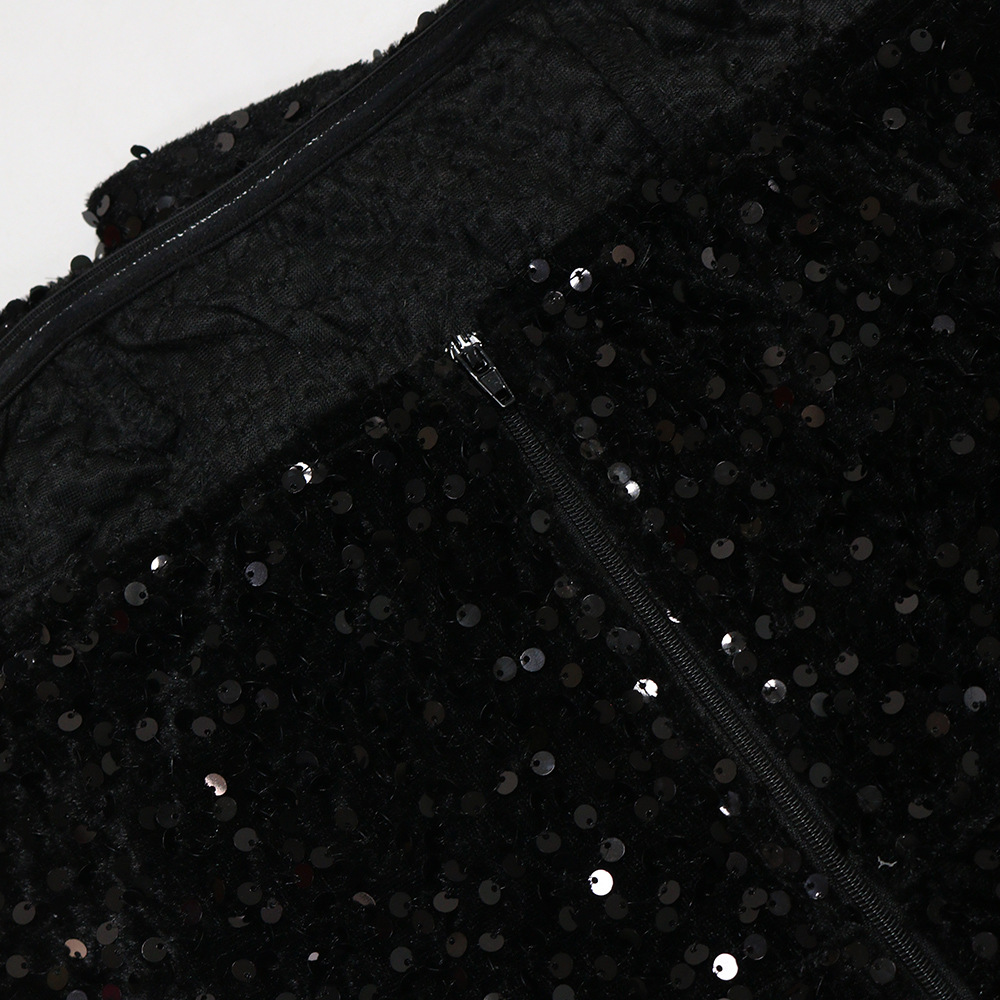 Sequined Evening Dress Sexy Tube Top Irregular Asymmetric Dress Trailing Dress Women