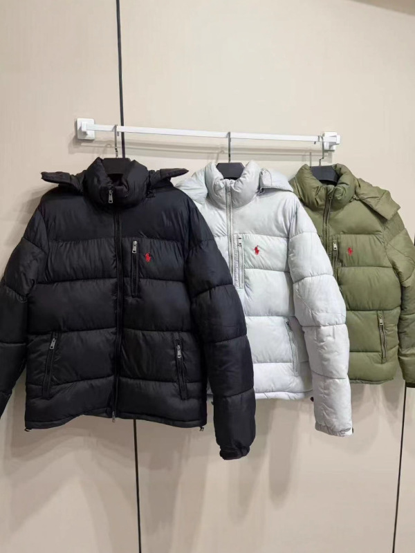 跨境冬季美版新款刺绣连帽拉夫棉服加厚防寒保暖情侣经典休闲外套|undefined