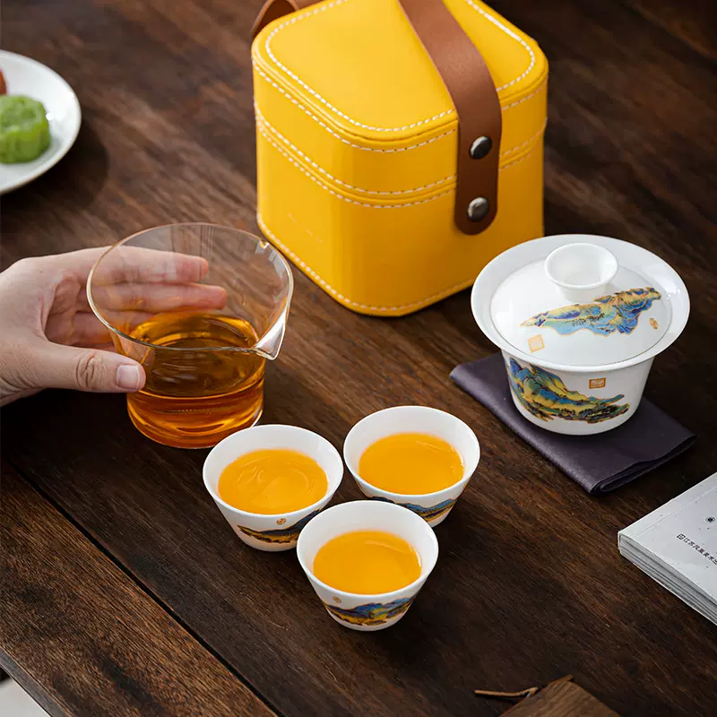 企业会议伴手礼定制白瓷旅行茶具套装送客户实用商务礼品公司批发