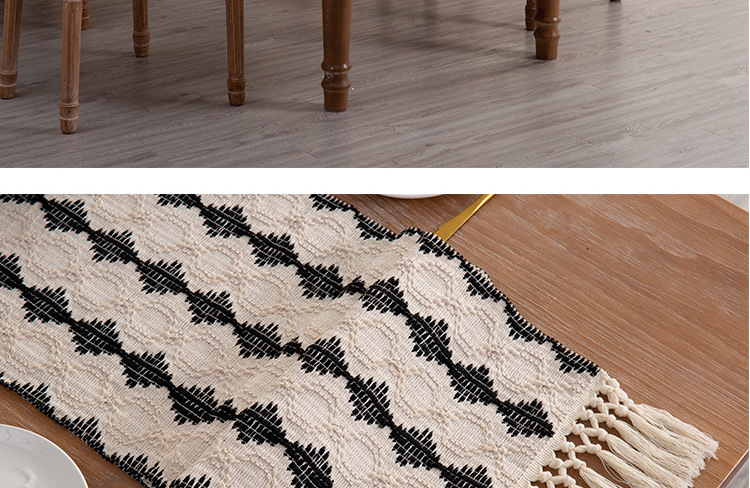 Nouveau drapeau de table tissé en coton, décoration assortie de couleur de gland, nappe longue bande, armoire à chaussures, armoire d'entrée_voghion.com