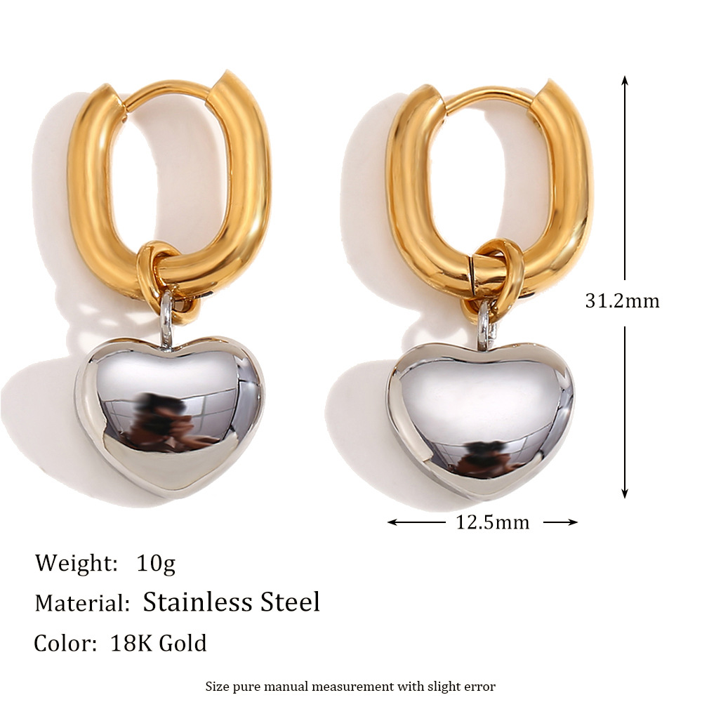 Stainless Stell Love Stitching Pendant Earrings