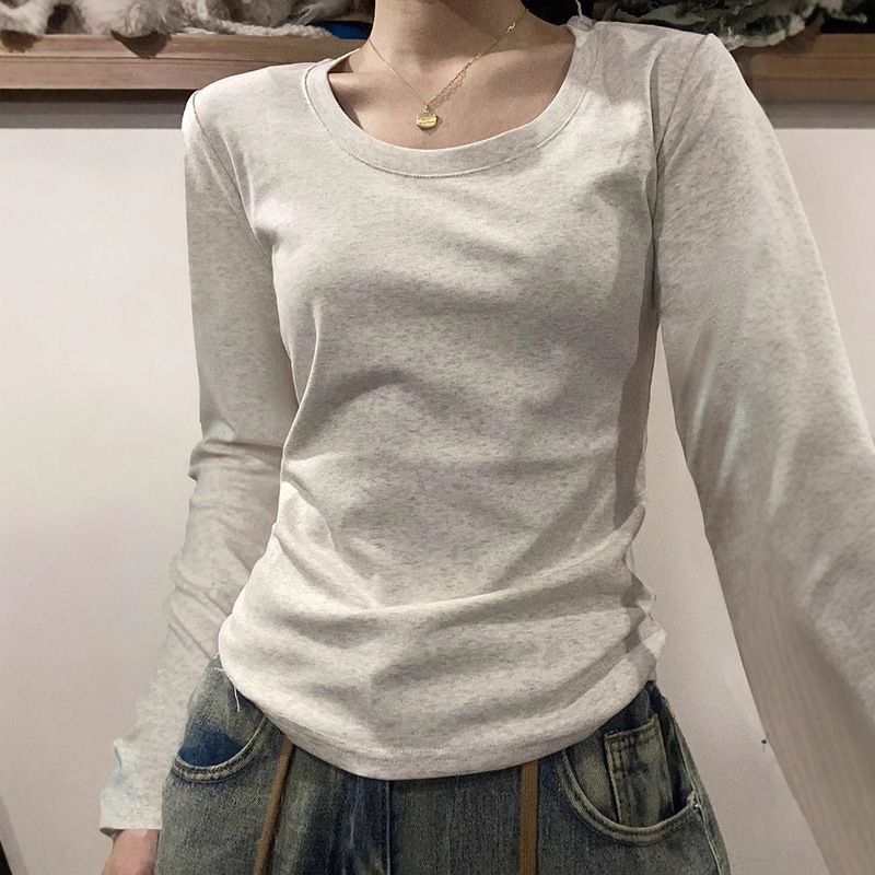 特价螺纹棉2025新款时尚休闲纯色显瘦修身打底衫女秋冬上衣T恤女|undefined