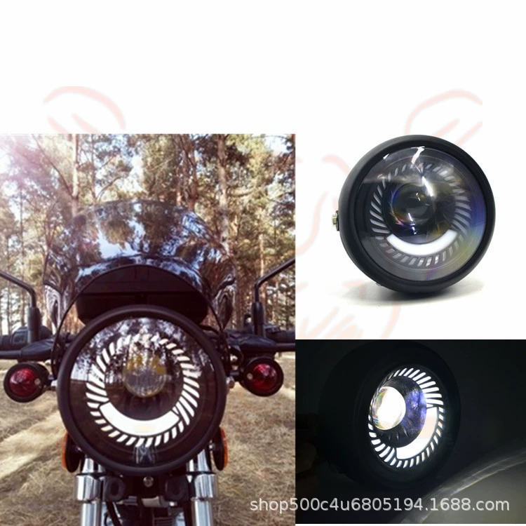 Модифицированная фара для мотоцикла, светодиодная металлическая передняя фара GN CG Harley, модифицированная фара для автомобиля в стиле ретро