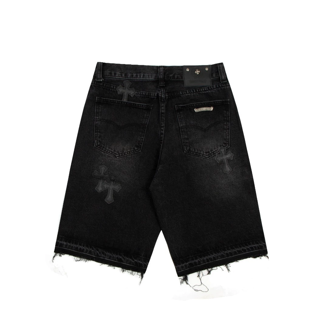 25 новых ChromeHeartsCH Crow Cross Leather Label мужские и женские летние свободные casual джинсовые шорты