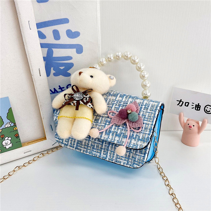 Bolso para niños 2021 nueva niña linda bolsa de mensajero moda princesa perla bolso cadena bolsa de hombro