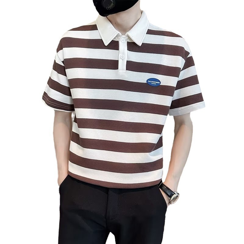 Camisa polo de manga corta con solapa Camiseta de verano de marca de moda para hombres Versión coreana de la tendencia delgada 2024 nueva camiseta de todo fósforo