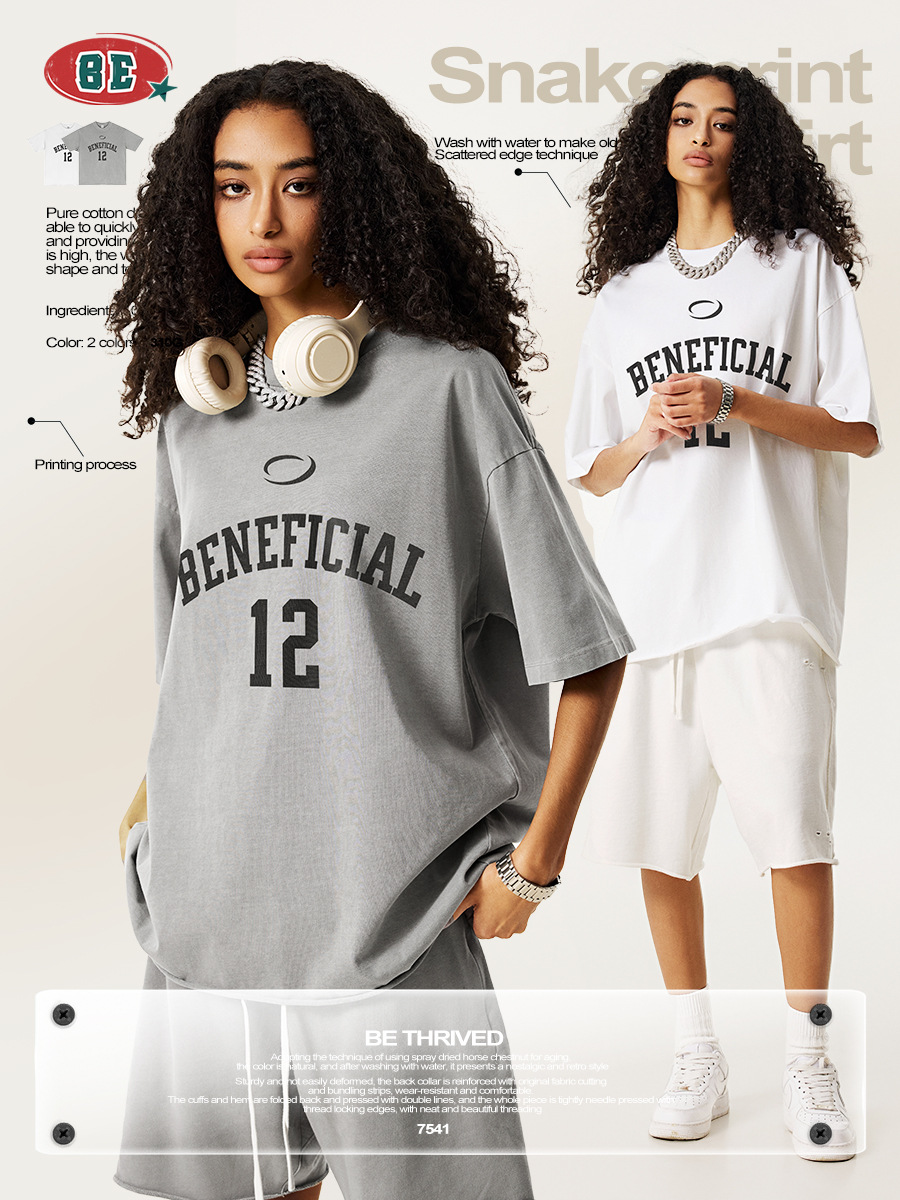 Be mujer ropa| 2025 verano cartas de marca de tendencia europeas de manga corta camiseta suelta de hombre de alta calidad image 3