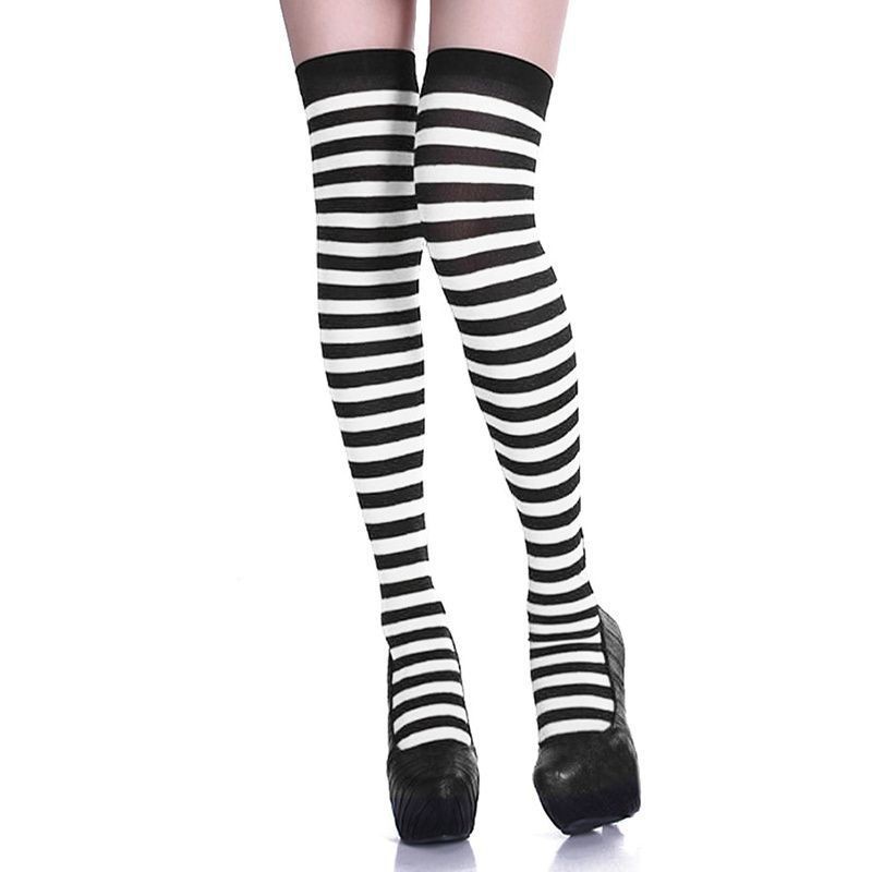 Fábrica comercio exterior tubo largo calcetines por encima de la rodilla lindo sexy mujer dulce medias arco adulto rayas fiesta de Halloween