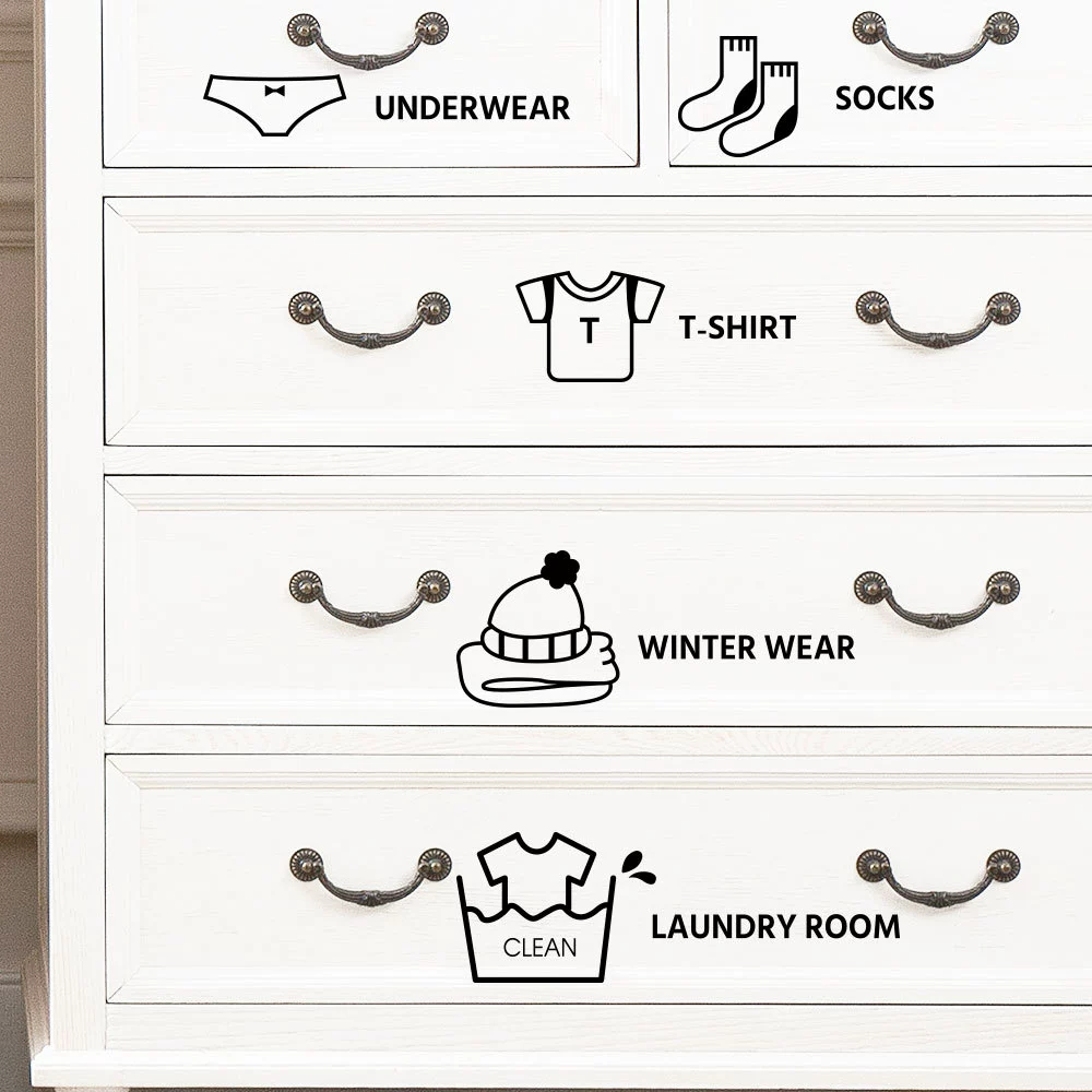 PH5289 Clothes Socks Drawer Storage Sign Bedroom Room Home Background Decoration Wall Stickers Cross-border Removable