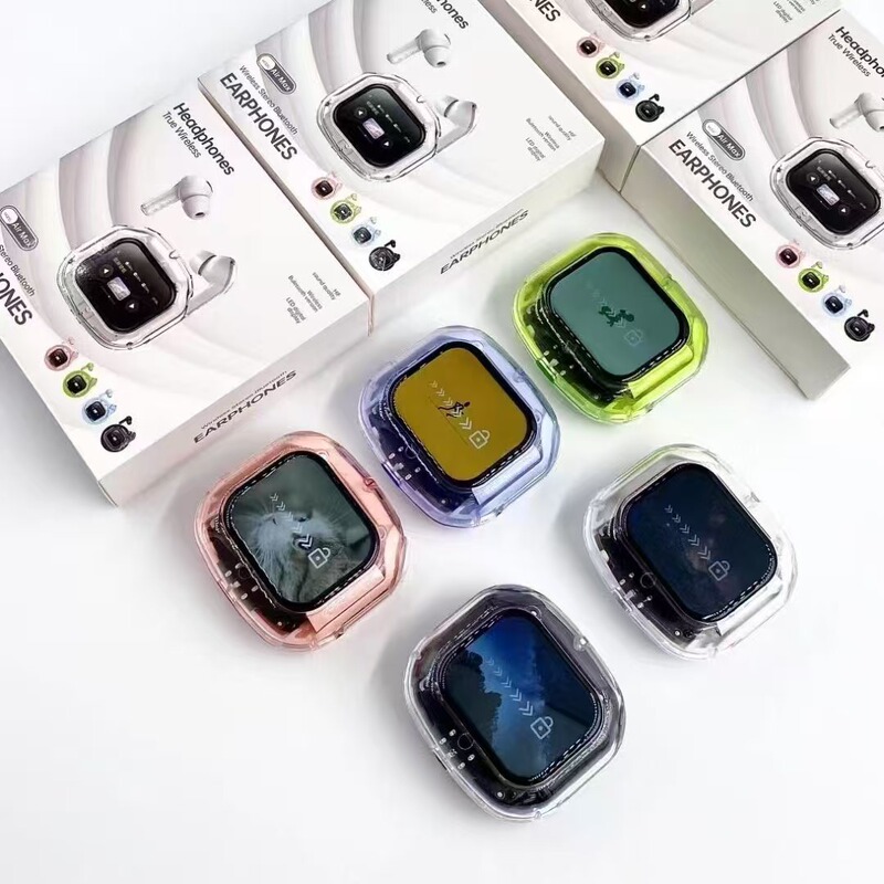 Cross-Border Airmax In-Ear Lcd Screen Noise Reduction Transparent Model Ultra-Long Battery Life Transparent Compartment Sports Bluetooth Headset