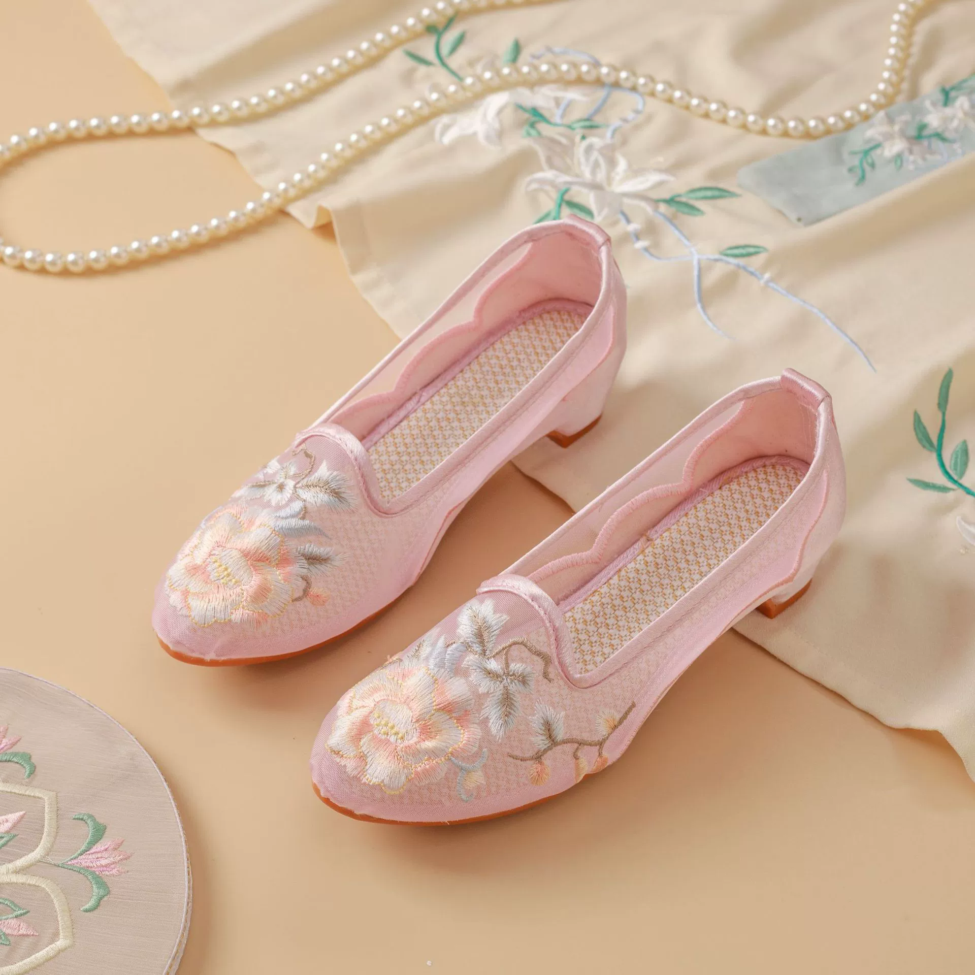 Mesh summer ethnic footwear, retro cheongsam, shoes, ethnic style