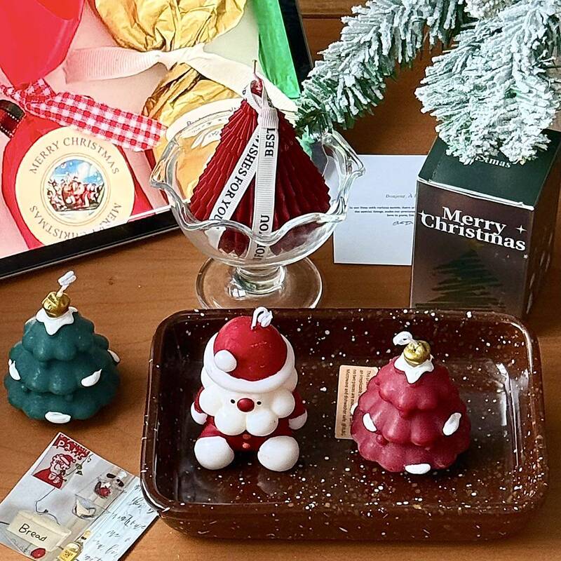 Christmas Aromatherapy Set Christmas Tree Tableware Cute Holiday Creative Santa Claus Scented Candle Tabletop Decoration