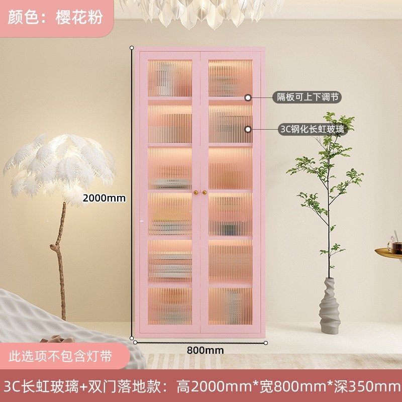 钢制书柜玻璃门防尘书架简约现代铁艺置物柜客厅储物柜家用展示柜|undefined