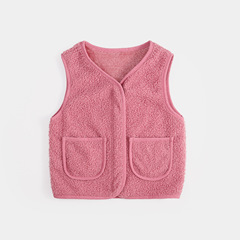 Children's Lamb Wool Vest Autumn/Winter New Style Unisex Baby Outerwear Innerwear Baby Stylish Fleece Lined Thick Double-Sided Wool Vest