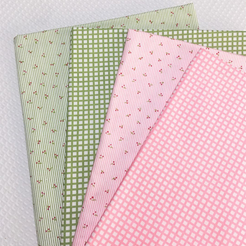 批发1.6条子小花格子布斜纹印花布料卡通纯棉DIY手工布料棉布桌布