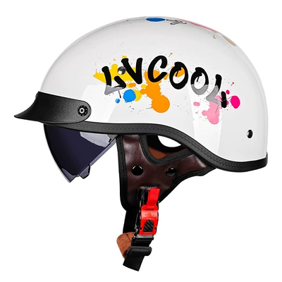 Women's Electric Vehicle Motorcycle Summer – Motosiklet kaskı (dəbilqə) - 112-digital-graffiti-with-black-mirror-s