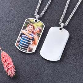 【大量现货】欧美DIY不锈钢照片项链创意军牌相框情侣刻字吊坠